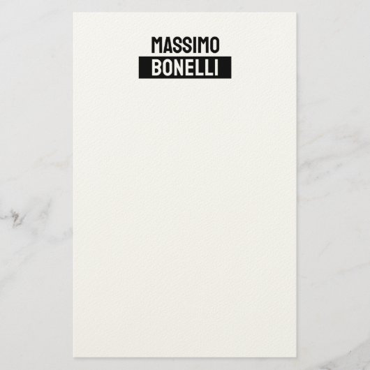 Eigen naam minimalistisch modern sober zwart wit briefpapier (Voorkant)