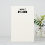 Eigen naam minimalistisch modern sober zwart wit briefpapier (Staand voorkant)