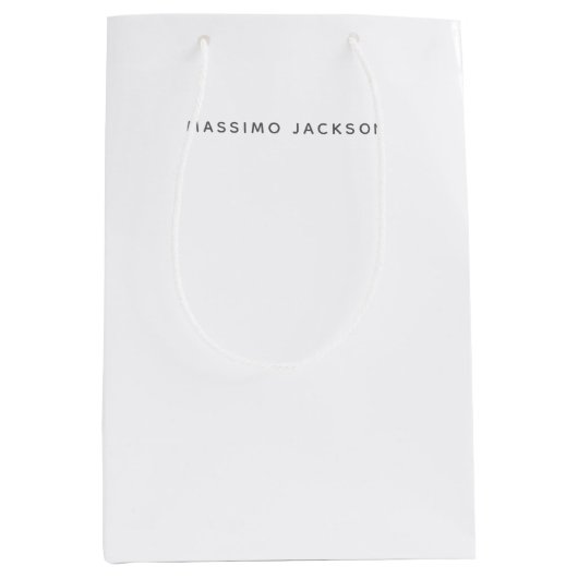 Eigen naam minimalistisch modern sober zwart wit medium cadeauzakje (Voorkant)