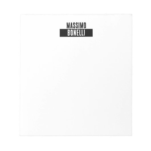 Eigen naam minimalistisch modern sober zwart wit notitieblok (Voorkant)
