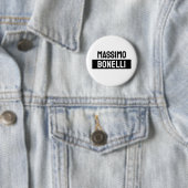 Eigen naam minimalistisch modern sober zwart wit ronde button 5,7 cm (In situ)