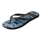 Eigen naam mistblauw glitter dachshunds teenslippers (Schuin)