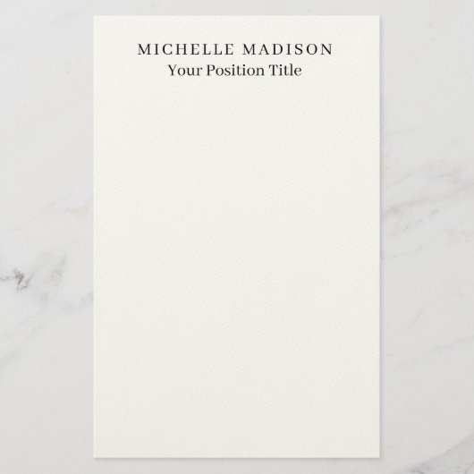 Eigen Naam Mode Trendy Minimalistische Professione Briefpapier (Voorkant)