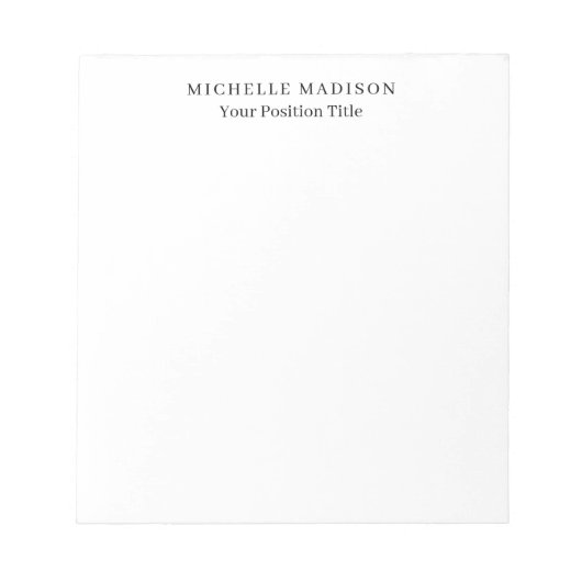 Eigen Naam Mode Trendy Minimalistische Professione Notitieblok (Voorkant)