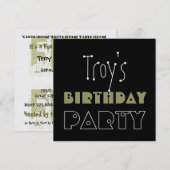 Eigen naam Modern Birthday Party Camo Green Black Kaart (Voorkant / Achterkant)
