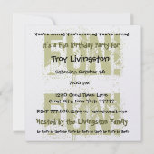 Eigen naam Modern Birthday Party Camo Green Black Kaart (Achterkant)