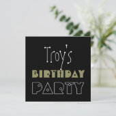 Eigen naam Modern Birthday Party Camo Green Black Kaart (Staand voorkant)