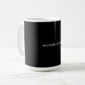 Eigen Naam Modern Minimalistisch Zwart Wit Koffiemok (Voorkant links)