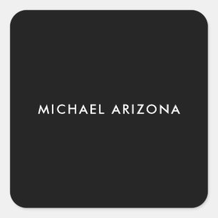 Eigen Naam Moderne Minimalistische Eenvoudige Zwar Vierkante Sticker
