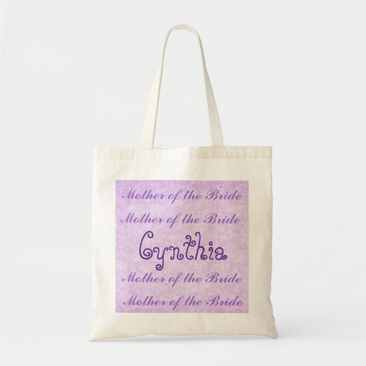 Eigen naam MOEDER VAN DE BRIDE Paarse Damask Tote Bag (Voorkant)