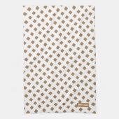 Eigen naam monogram diamanten bruin wit stijlvol theedoek (Verticaal)