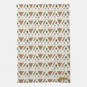 Eigen naam monogram diamanten driehoeken bruin theedoek (Verticaal)