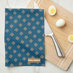 Eigen naam monogram diamanten marineblauw grijze c theedoek