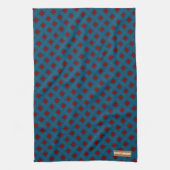 Eigen naam monogram diamanten marineblauw rood theedoek (Verticaal)