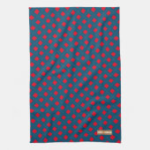 Eigen naam monogram diamanten marineblauw rood theedoek (Verticaal)