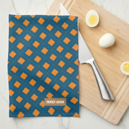 Eigen naam monogram diamanten marineblauw sinaasap theedoek