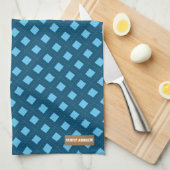 Eigen naam monogram diamanten marineblauw stijlvol theedoek (Quarter Fold)