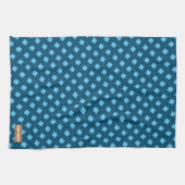 Eigen naam monogram diamanten marineblauw stijlvol theedoek (Horizontaal)