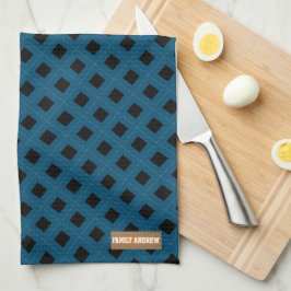 Eigen naam monogram diamanten marineblauw zwart theedoek