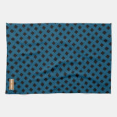 Eigen naam monogram diamanten marineblauw zwart theedoek (Horizontaal)