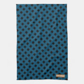 Eigen naam monogram diamanten marineblauw zwart theedoek (Verticaal)