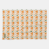 Eigen naam monogram diamanten oranje groen stijlvo theedoek (Horizontaal)