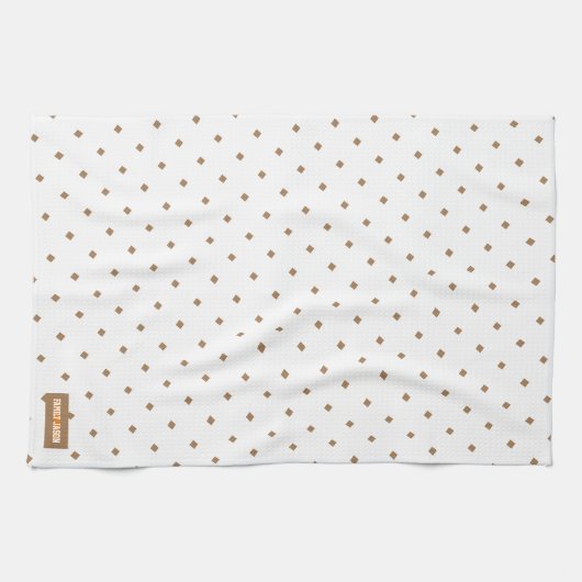 Eigen naam monogram diamanten patroon wit bruin theedoek (Horizontaal)