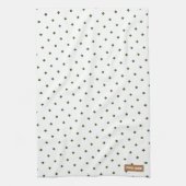 Eigen naam monogram diamanten patroon wit groen theedoek (Verticaal)