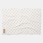 Eigen naam monogram diamanten patroon wit sinaasap theedoek (Horizontaal)