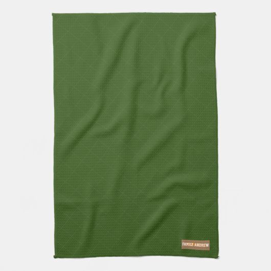 Eigen naam monogram diamanten stijlvol groen schat theedoek (Verticaal)