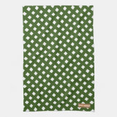 Eigen naam monogram diamanten stijlvol groen wit theedoek (Verticaal)