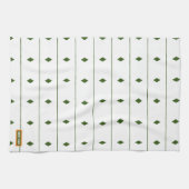 Eigen naam monogram diamanten strepen wit groen theedoek (Horizontaal)