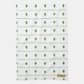 Eigen naam monogram diamanten strepen wit groen theedoek (Verticaal)