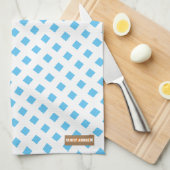 Eigen naam monogram diamanten wit blauw stijlvol theedoek (Quarter Fold)