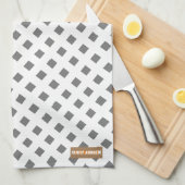 Eigen naam monogram diamanten wit grijs stijlvol theedoek (Quarter Fold)