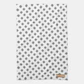 Eigen naam monogram diamanten wit grijs stijlvol theedoek (Verticaal)