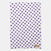 Eigen naam monogram diamanten wit paars stijlvol theedoek (Verticaal)