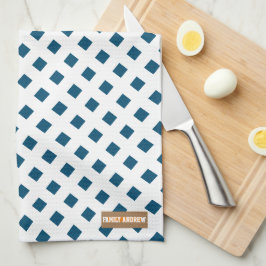 Eigen naam monogram diamanten witte marineblauwe c theedoek