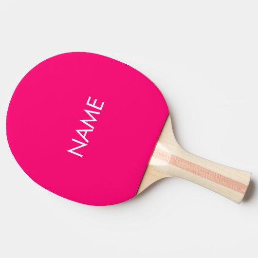 Eigen naam monogram hete roze fuchsia tafeltennisbatje (Zijkant)