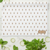Eigen naam monogram kwadraten stip wit bruine scha theedoek (Gevouwen)