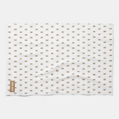 Eigen naam monogram kwadraten stip wit bruine scha theedoek (Horizontaal)