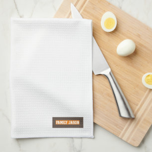 Eigen naam monogram modern design trendy white theedoek