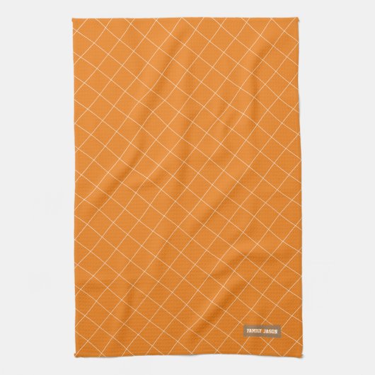 Eigen naam monogram modern oranje, stijlvol en sch theedoek (Verticaal)