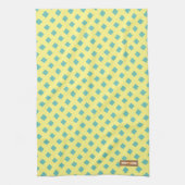 Eigen naam monogram modern patroon geel blauw theedoek (Verticaal)