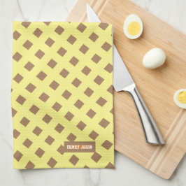 Eigen naam monogram modern patroon geel bruin theedoek