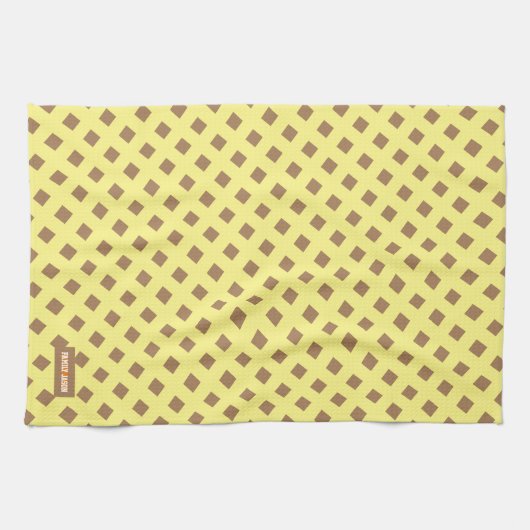 Eigen naam monogram modern patroon geel bruin theedoek (Horizontaal)