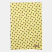 Eigen naam monogram modern patroon geel bruin theedoek (Verticaal)