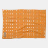 Eigen naam monogram modern patroon oranje wit theedoek (Horizontaal)