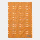 Eigen naam monogram modern patroon oranje wit theedoek (Verticaal)