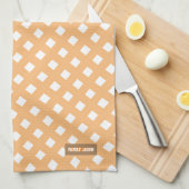 Eigen naam monogram modern patroon oranje wit theedoek (Quarter Fold)